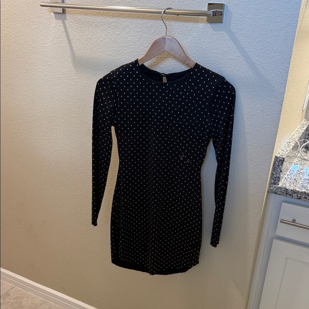 Elegant Black Rhinestone Dress